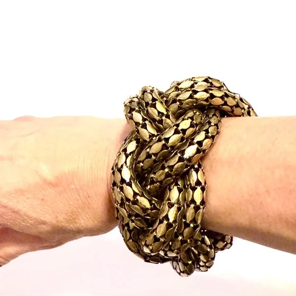 White House Black Market Gold Braided Statement Bracelet - Picture 5 of 6